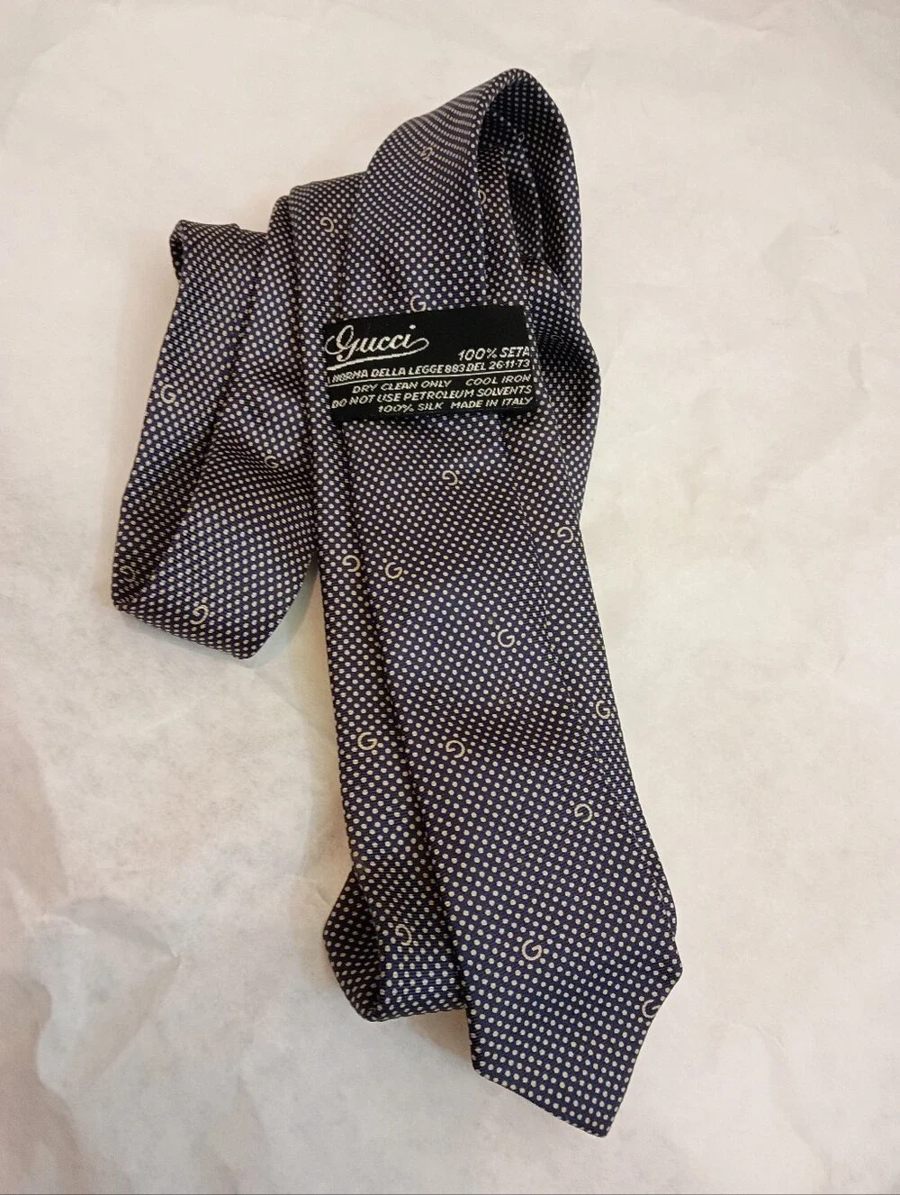 GUCCI VTG LOGO G All Over Print Rare  Skinny TIE